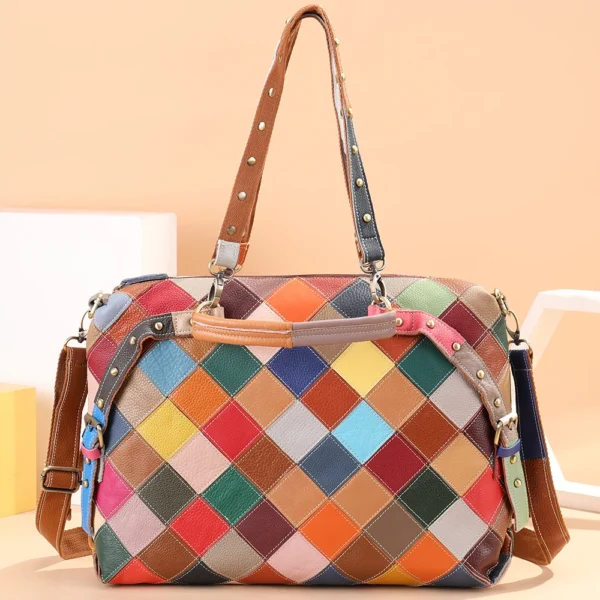 Westal Mujeres Multicolor Bolso de cuero genuino Bolso de cuero Bolsos y Bolsos Crossbody Bolso de hombro de las mujeres Bolso de lujo - Imagen 6