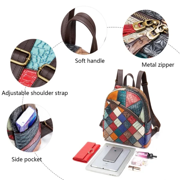 Mochila de Cuero Elegante y Versátil para Mujer - Espaciosa para Laptop y Esenciales, Diseño de Lujo para Estudiantes, Uso Diario y Viajes, en Colores Atractivos