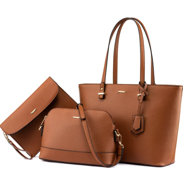 Bolso de Diseño PU Cuero Señoras Bolso de mano 3 piezas Lujo Bolso y Bolsos Set Grande Lindo Mujeres Tote Bolsos - Imagen 6