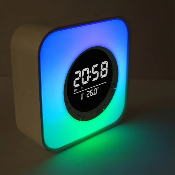 Cubo De Diseño Tipo Portátil Con Luz LED RGB Cambiable Altavoz Con Función De Reloj Alarma Y Termómetro Cool Speaker - Imagen 3