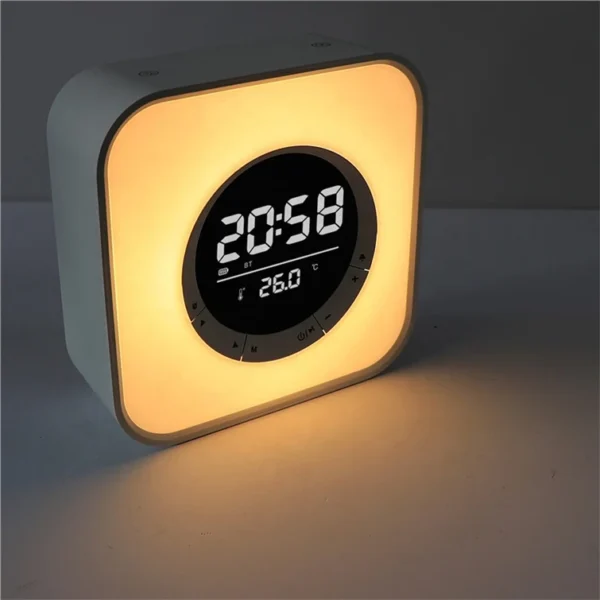 Cubo De Diseño Tipo Portátil Con Luz LED RGB Cambiable Altavoz Con Función De Reloj Alarma Y Termómetro Cool Speaker - Imagen 4