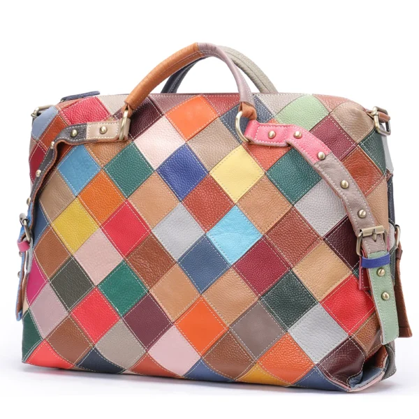 Westal Mujeres Multicolor Bolso de cuero genuino Bolso de cuero Bolsos y Bolsos Crossbody Bolso de hombro de las mujeres Bolso de lujo - Imagen 2