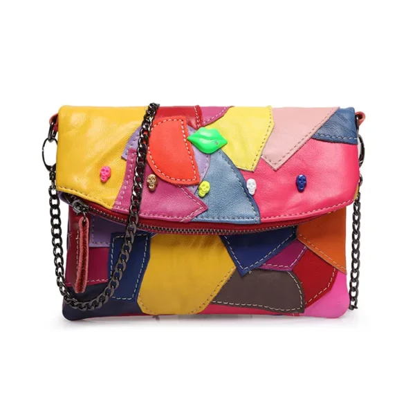 Bolso de Hombro Retro de Cuero con Cadena - Diseño de Cráneo, Elegante y Práctico - Imagen 6