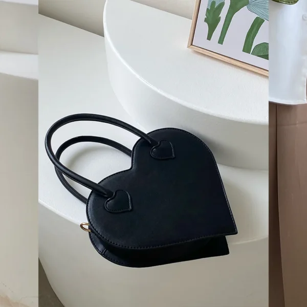 Bolso de Mujer Cuero Corazón Mano Bolso Señoras Top Handle Hombro - Imagen 5