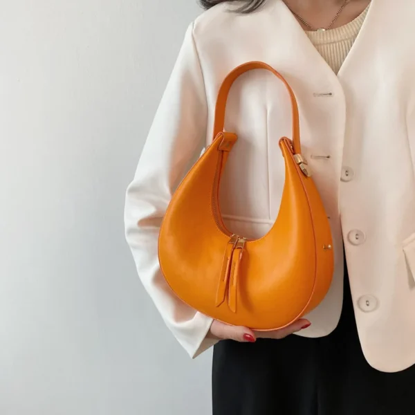 Bolso de Hombro Estilo Luna Invertida de Diseñador - Elegancia y Vanguardia en Cuero PU de Lujo para la Mujer Moderna - Imagen 6