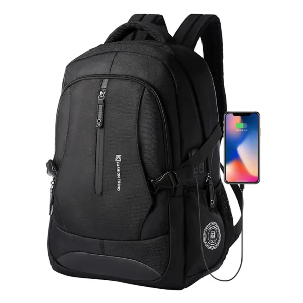 Mochila Oxford Antirrobo Impermeable 21L con USB, Compartimento Laptop 15.6'', Ergonómica, Transpirable - Negro - Imagen 6